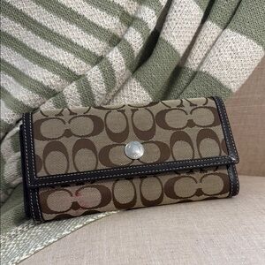 Coach Brown Cloth and Leather Wallet